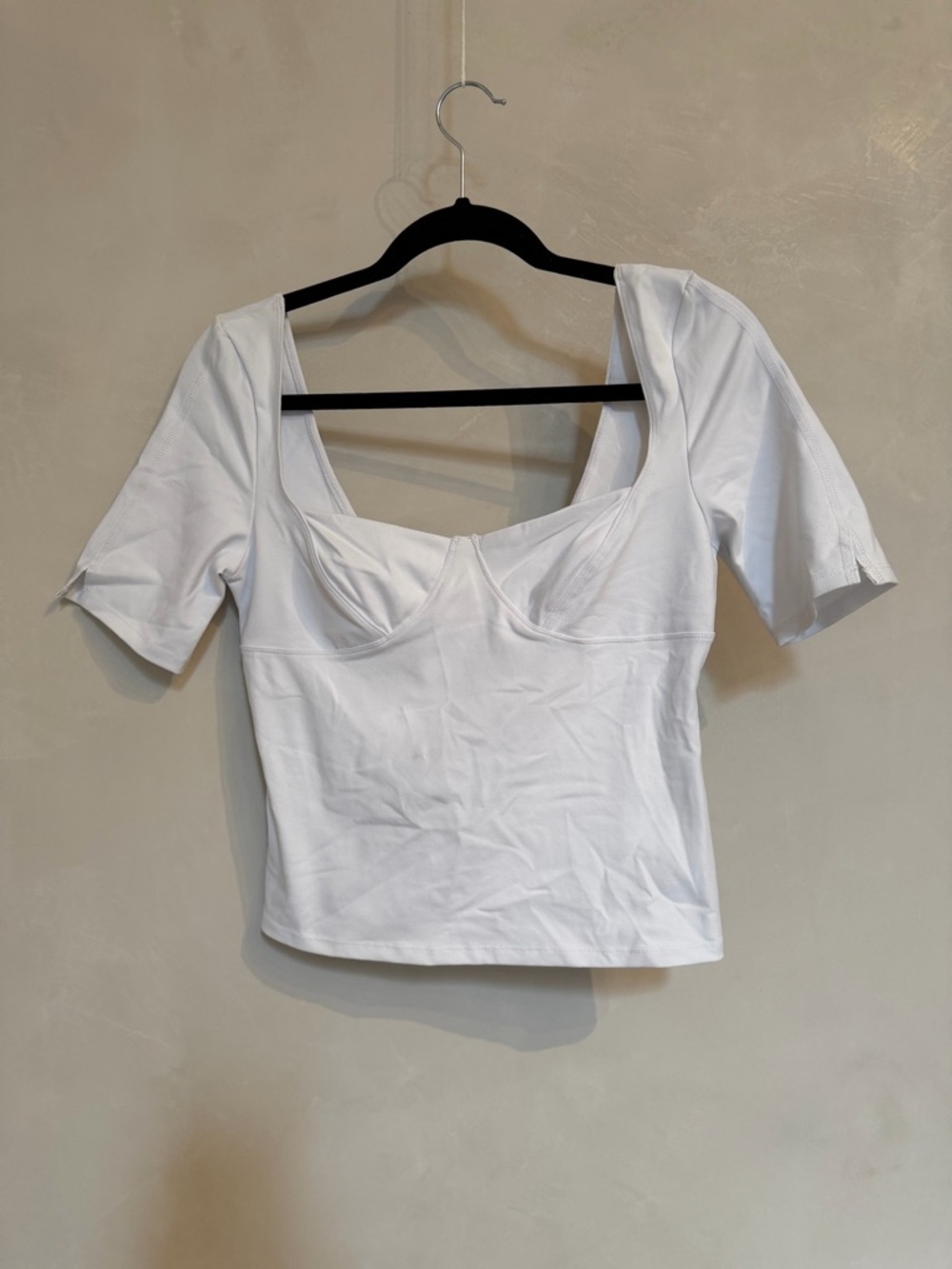 Free People White Square Bustier-Style Short Sleeve Tee